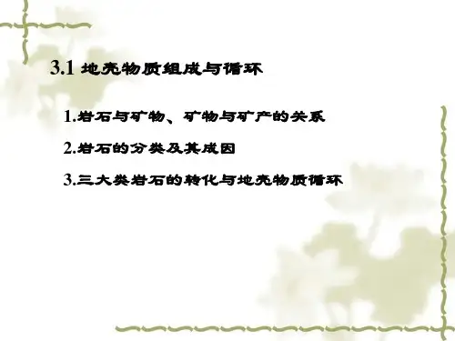 岩石与矿物矿物与矿产的关系岩石的分类及其成因三