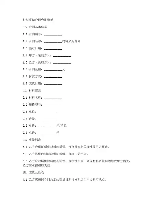 材料采购合同台账模板