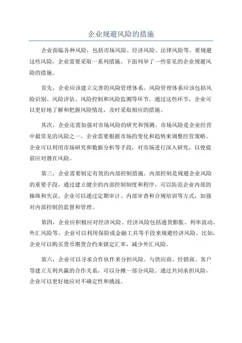 企业规避风险的措施