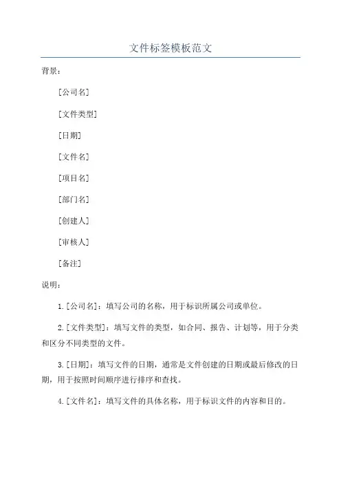 文件标签模板范文