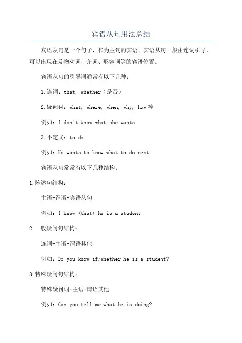 宾语从句用法总结