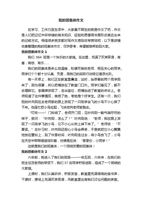 我的班集体作文