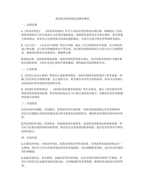 药店财务制度制定依据有哪些