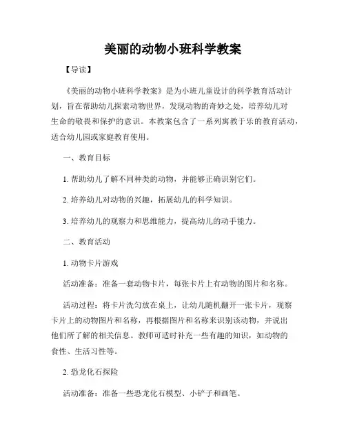 美丽的动物小班科学教案