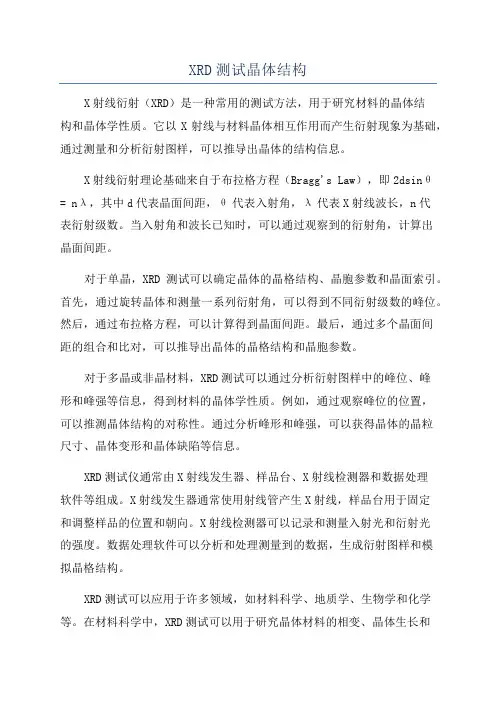 XRD测试晶体结构