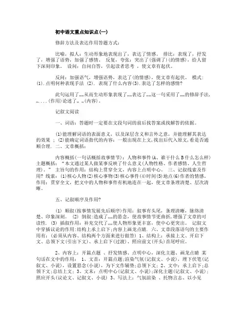 初中语文必背重点知识点归纳