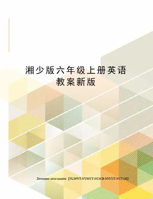 湘少版六年级上册英语教案新版完整版