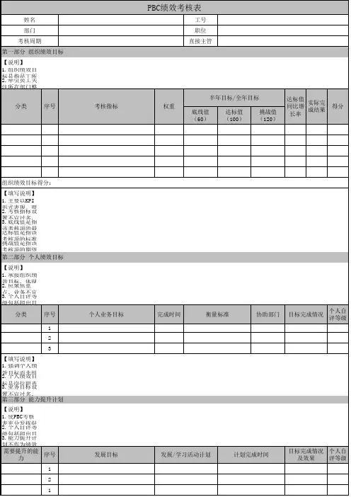 PBC绩效考核表