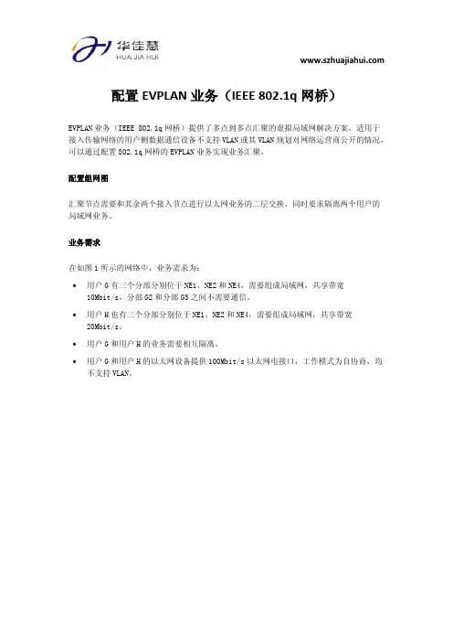 配置EVPLAN 业务(IEEE 802.1q 网桥)