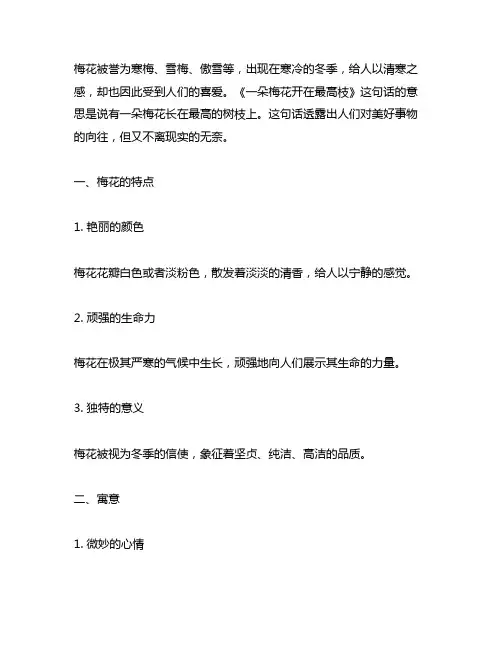 一树梅花开一朵,恼人偏在最高枝的意思