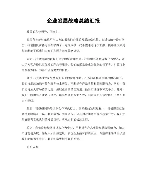 企业发展战略总结汇报