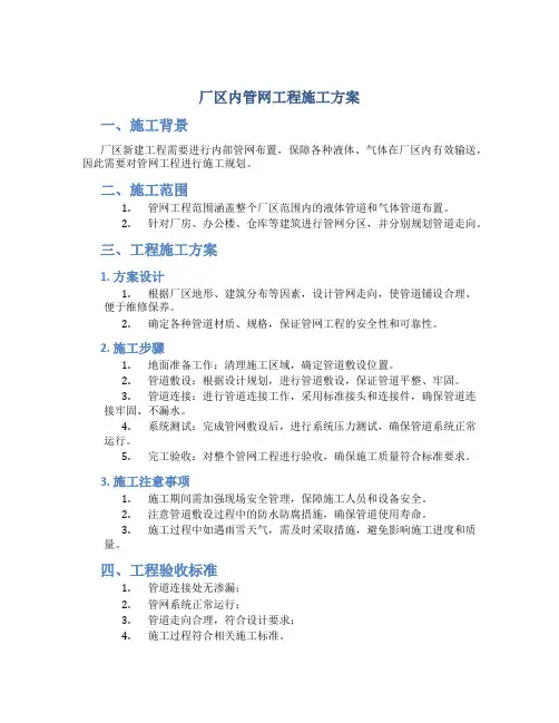 厂区内管网工程施工方案