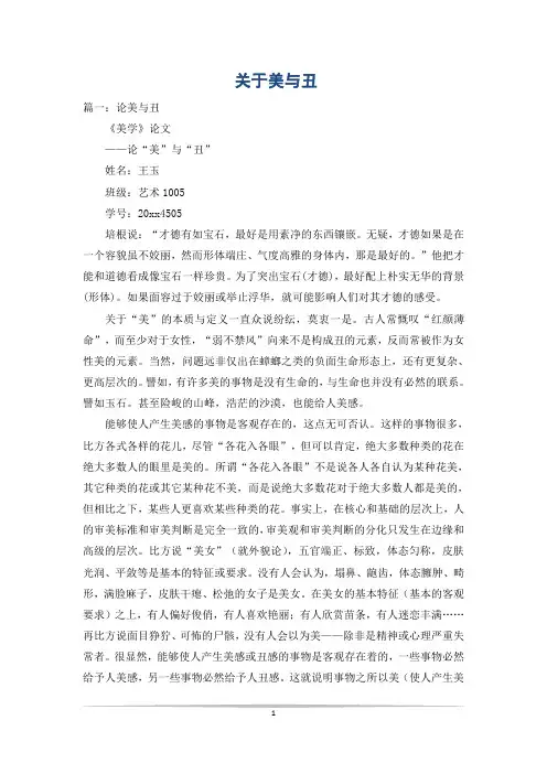 关于美与丑