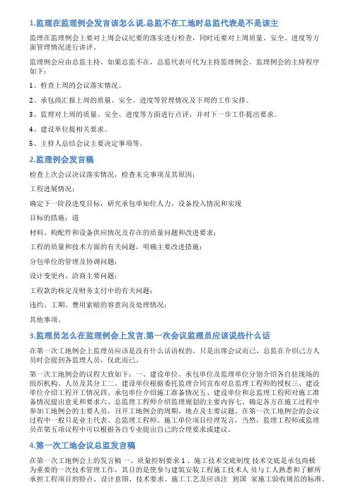 监理例会总监发言稿