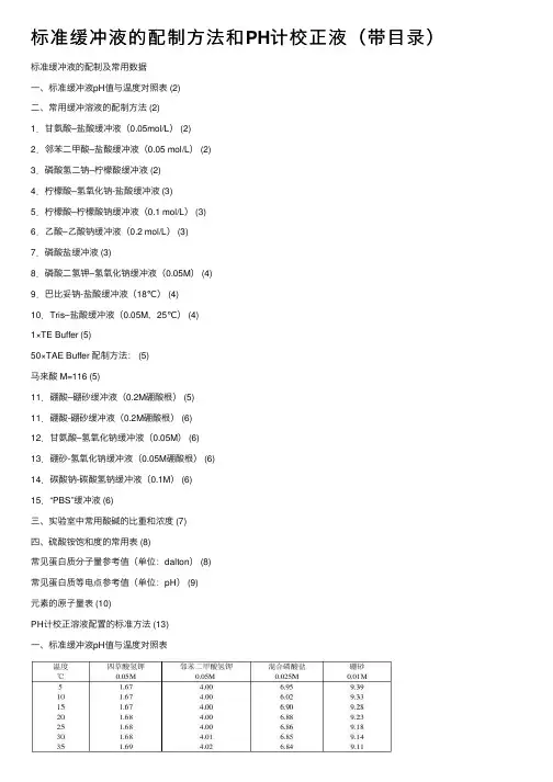 标准缓冲液的配制方法和PH计校正液（带目录）