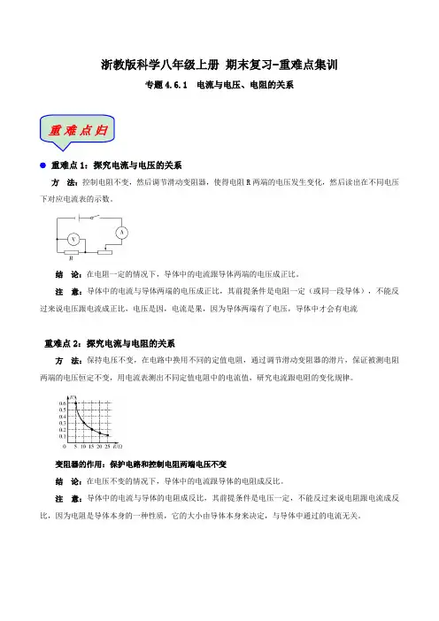 (期末复习-重难点集训)4.6.1电流与电压、电阻的关系