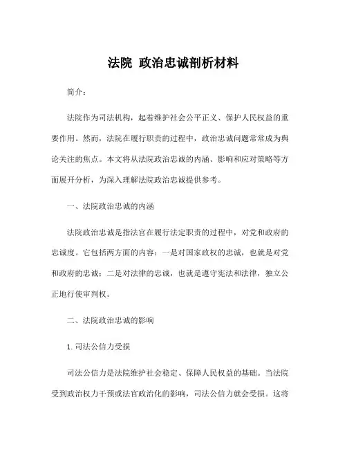 法院 政治忠诚剖析材料