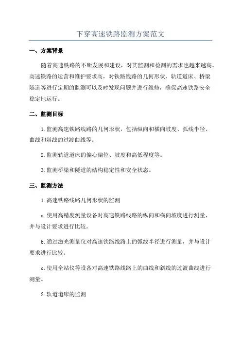 下穿高速铁路监测方案范文