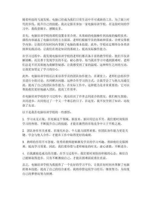 上玩电脑培训学校的感想