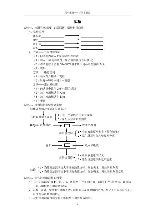高中生物必修一实验