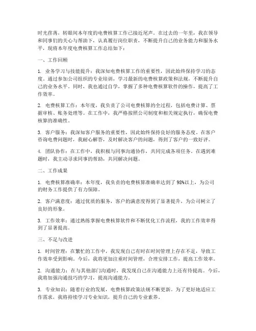电费核算个人工作总结