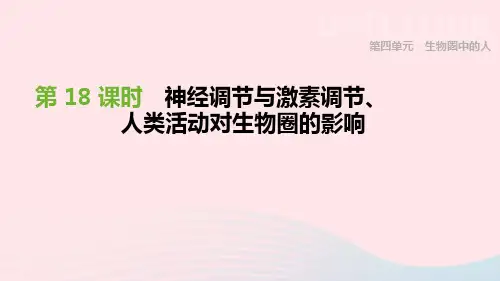 人教版 中考生物专题复习：4生物圈中的人第18课时神经调节与激素调节人类活动对生物圈的影响