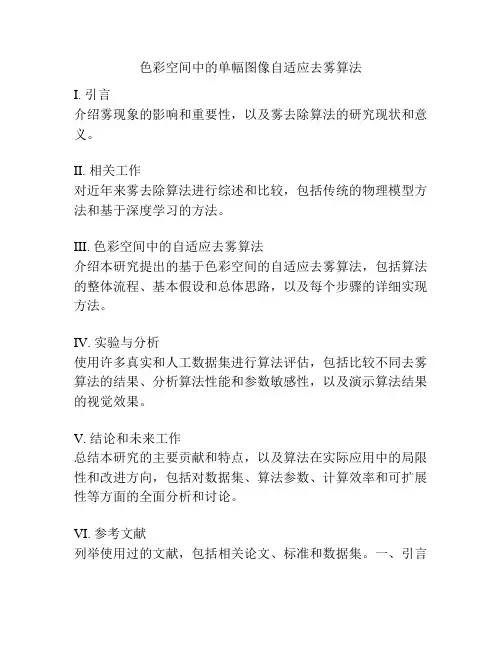 色彩空间中的单幅图像自适应去雾算法