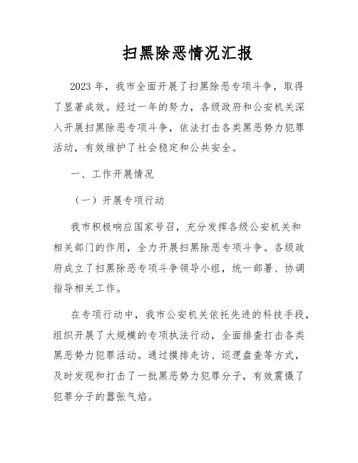 扫黑除恶情况汇报