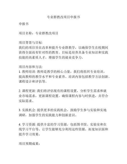 专业群教改项目申报书
