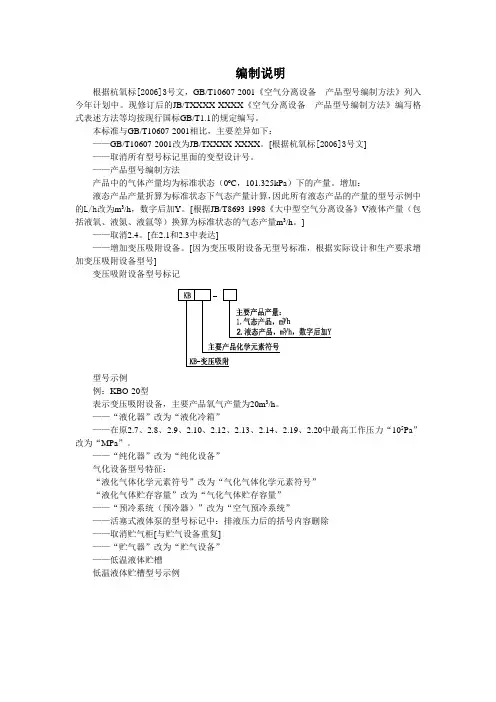 产品型号编制说明