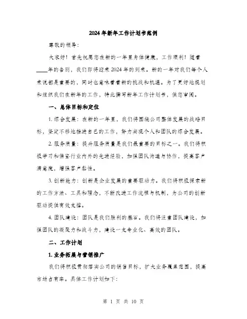 2024年新年工作计划书范例（三篇）