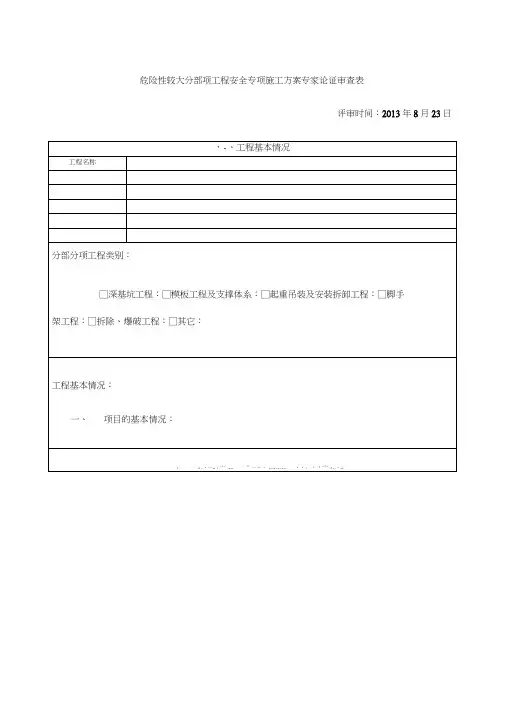 危险性较大专项施工方案专家论证意见样表
