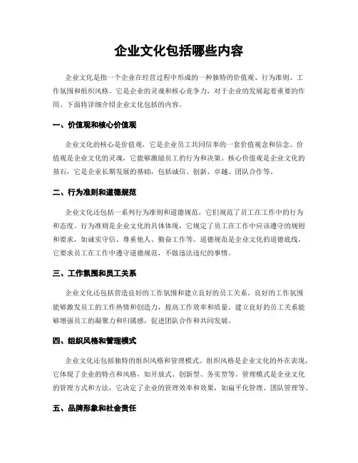 企业文化包括哪些内容