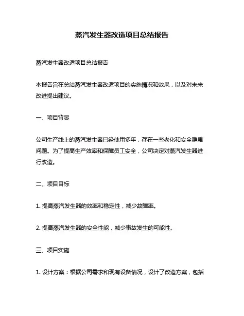 蒸汽发生器改造项目总结报告