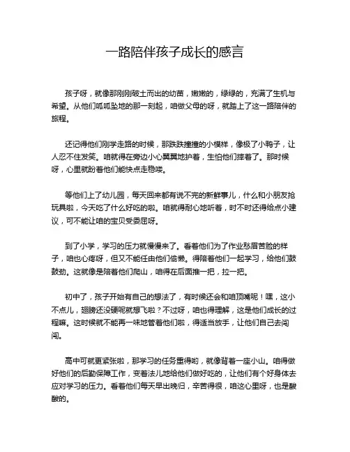一路陪伴孩子成长的感言