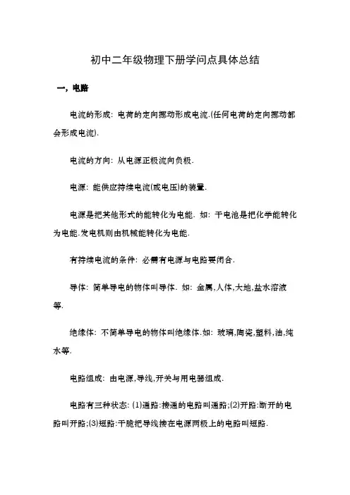 初中二年级物理下册知识点详细总结