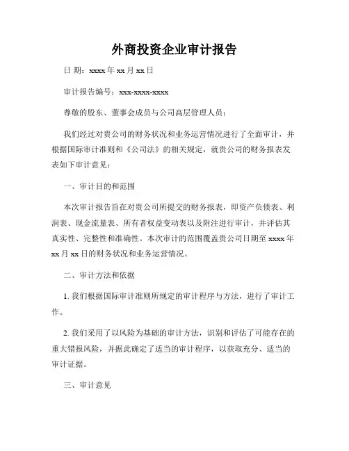 外商投资企业审计报告