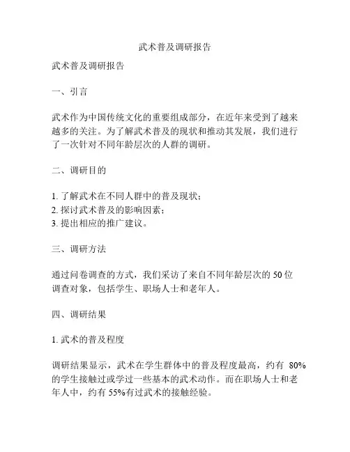 武术普及调研报告