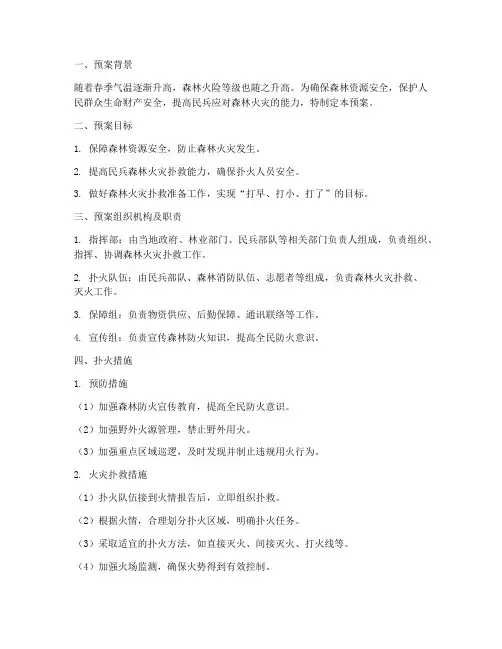 民兵森林防火救灾预案