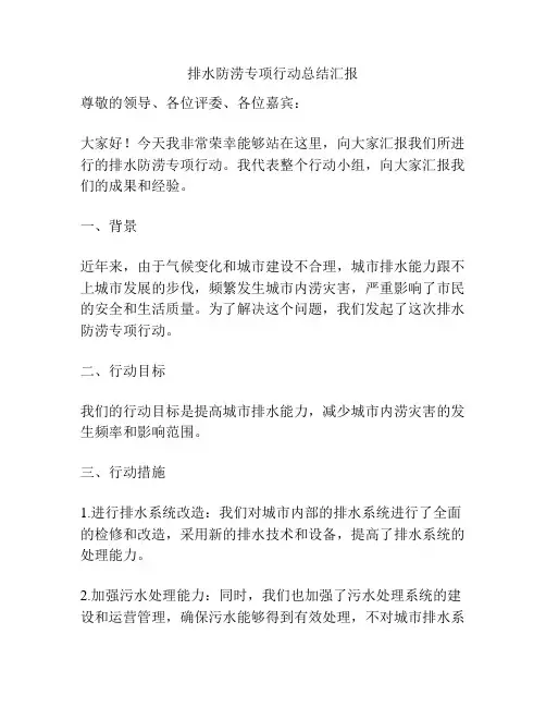 排水防涝专项行动总结汇报