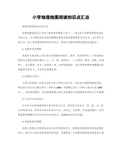 小学地理地图阅读知识点汇总