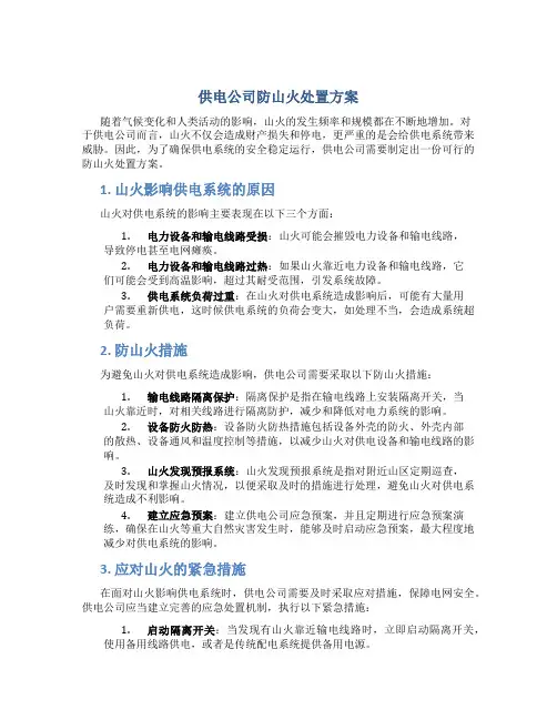 供电公司防山火处置方案