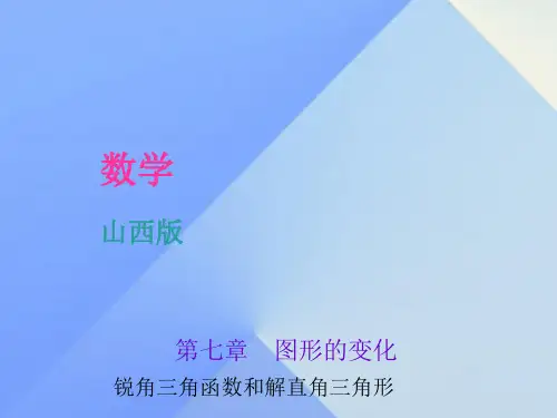 中考数学 第7章 图形的变化 锐角三角函数和解直角三角形复习