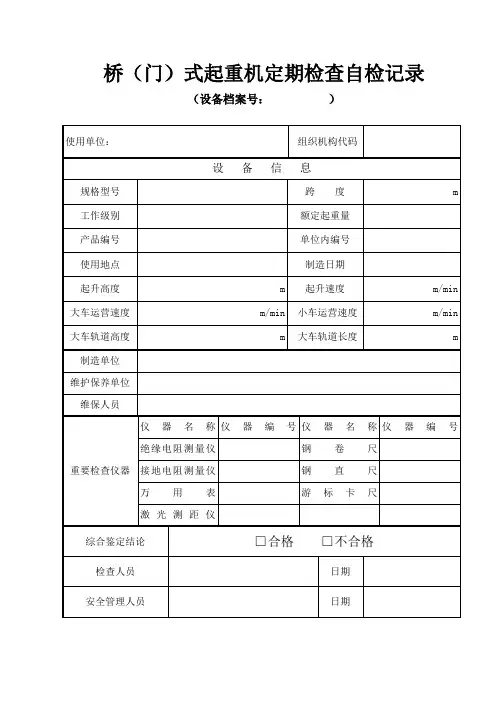 桥(门)式起重机定期检验自检记录