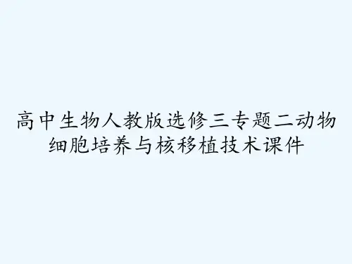 高中生物人教版选修三专题二动物细胞培养与核移植技术课件 PPT