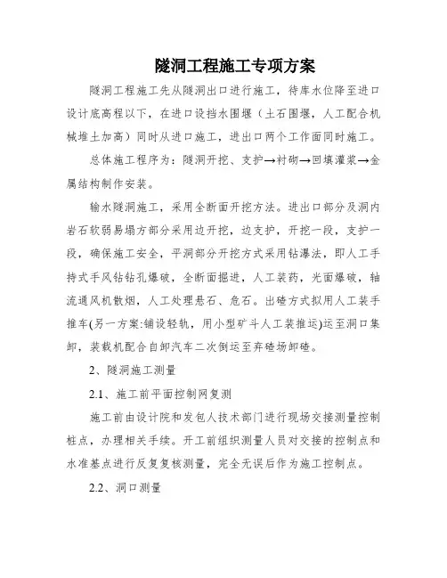 隧洞工程施工专项方案