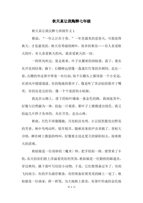 秋天真让我陶醉七年级