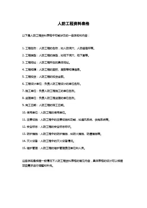 人防工程资料表格