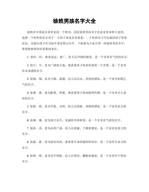 徐姓男孩名字大全