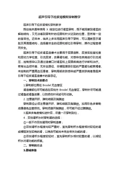 超声引导下经皮肾模拟穿刺教学
